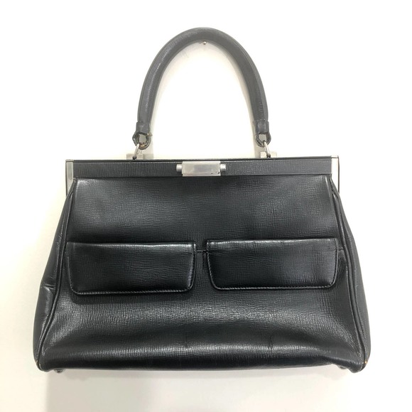 Vintage 1970s Black Leather Medium‎ Size Purse - Picture 1 of 11